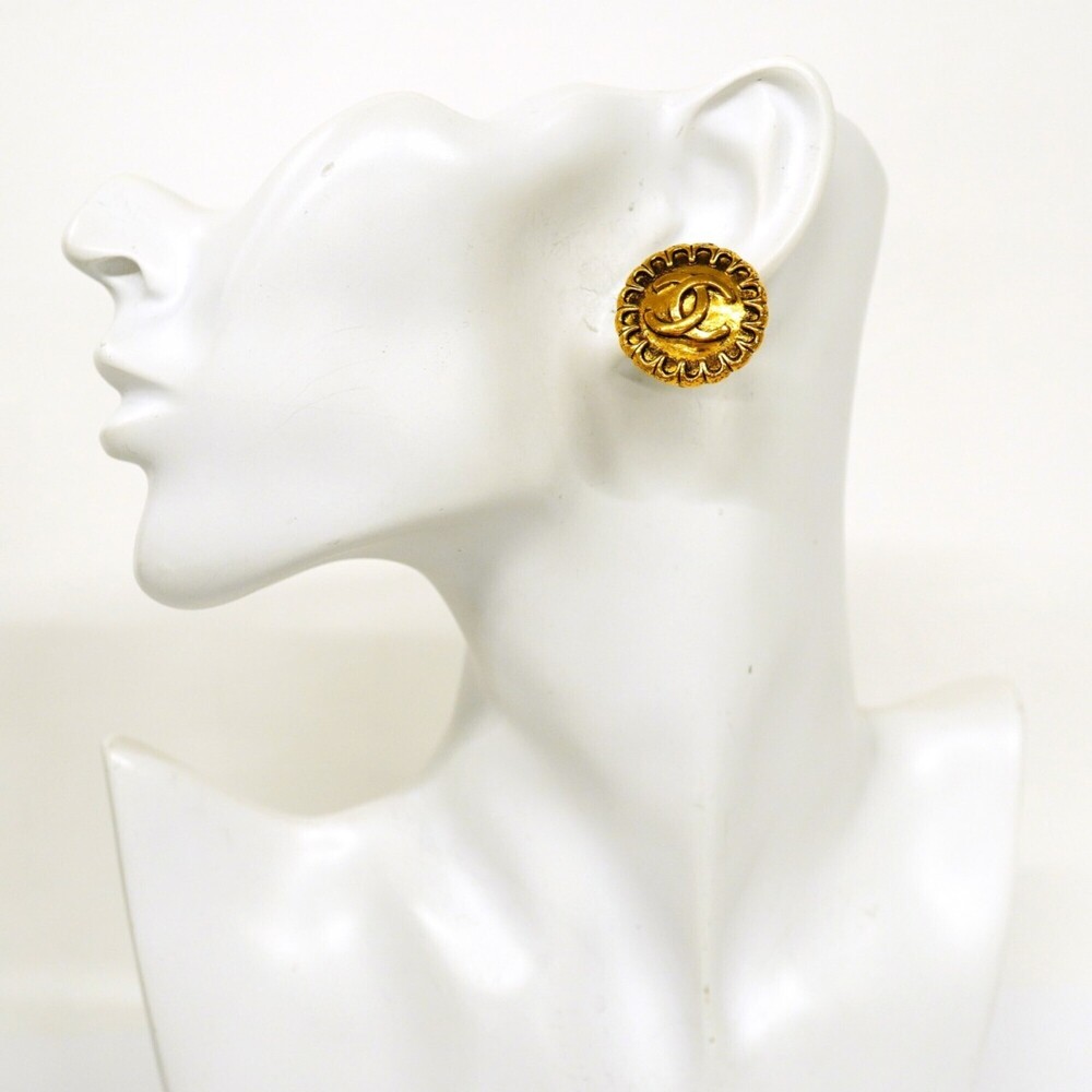 CHANEL Authentic Gold Logo Earrings - Picture 5 of 5